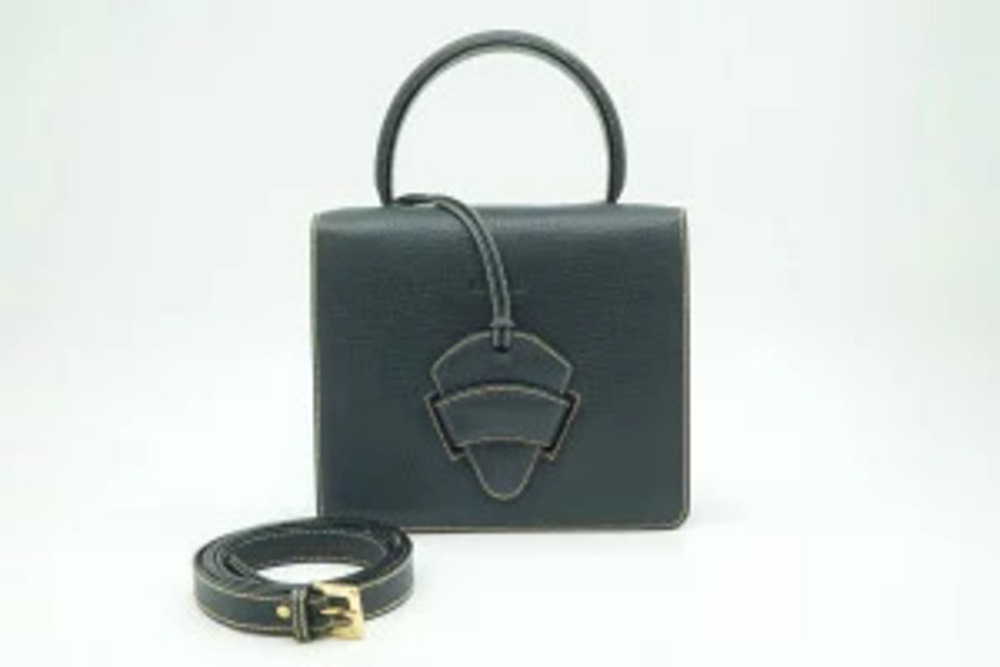 Loewe Barcelona Leather 2Way Crossbody Bag Navy Blue